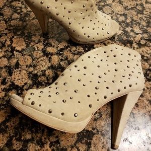 Taupe Suede Leather Heels